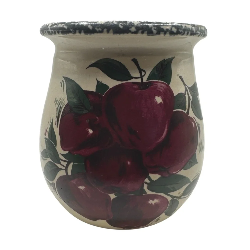 Home & Garden Party Apple‎ Stoneware Crock Hand Made USA 1999 Vintage 6 Inch